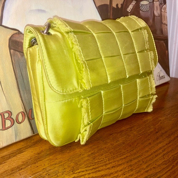 Botkier Sateen Shoulder Bag w/ Heavy Chain - Lime Green - Like New $295 MSRP - Picture 6 of 16